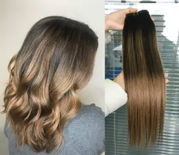 Ombre mänskliga hårförlängningar Virgin brasilianska peruanska malaysiska indiska stiangth balayage brun blond t26 ombre hårväv bundl3169382