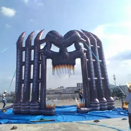 wholesale 7mH x8mW (23x26ft) with blower Attractive inflatable entrance archway with skeleton teeth, good price outdoor arch for Halloween decoration