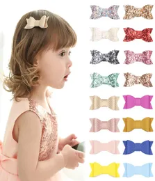 Forcine per ragazze in pelle Fiocco Barrettes Bambini Paillette Fermagli per capelli Paillettes Grandi fiocchi Clip Boutique Bowknot Accessori per capelli KFJ2136675497