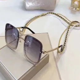 Luxury Designer Sunglasses For Women Square Chain Frame And Temples Fashion Ladies Metal Chains2663