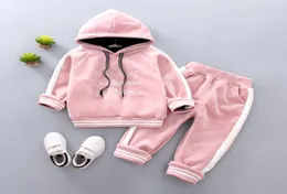 Promotion New Cartoon Children Clothing Winter Clothes Hoodiespants Outfit Kids Velvet Warm Plus Thick Suit For Sets5204424