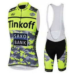 Maglie da ciclismo imposta Tinkoff bicicletta Tshirt senza maniche gilet squadra abbigliamento sportivo in 07087221080