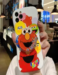 Mytoto Cartoon Cookie Monster Sesame Street Elmo Phone Case för iPhone 11 Pro Max XR XS Max X 8 7 Plus Grid Folding Holder Back CO5899969
