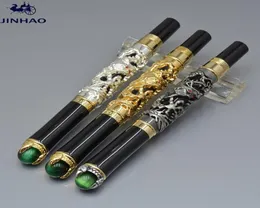 Luxury JINHAO Brand pen Black Golden Silver Dragon Embossment Rollerball pen High quality office school supplies Writing Smooth Op3947269