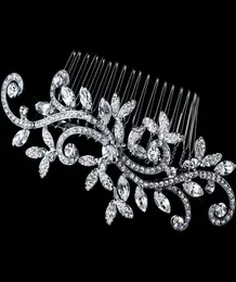 Economici Tiara nuziale Cristalli Pettine da sposa 2019 Classico placcato argento Accessorio per capelli da sposa in cristallo di alta qualità Gioielli per capelli da sposa9246299