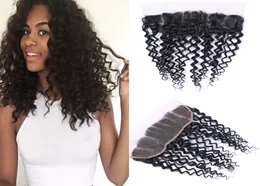 Encaracolado 13x4 orelha a orelha fontes de renda completa com cabelo de bebê barato virgem peruano remy cabelo humano laço frontal fechamento nós descorados3064312