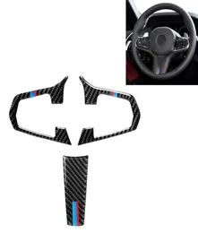 3 in 1 Car Carbon Fiber Tricolor Steering Wheel Button Decorative Sticker for BMW 5 Series G30 X3 G01 Left and Right Drive Univers1454967