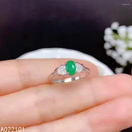 Cluster-Ringe KJJEAXCMY Fine Jewelry S925 Sterling Silber eingelegter natürlicher Smaragd-Mädchen-Ring-Unterstützungstest chinesischer Stil mit Box