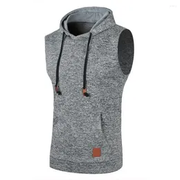 Men's Vests Men Vest With Large Pockets Sleeveless Hooded Tank Top Drawstring Big Pocket Slim Fit Workout For Casual Sports