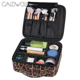 Caldwell rese makeup väska stor kapacitet bärbar arrangör fodral med dragkedja leopard tryck gåva för kvinnor2606