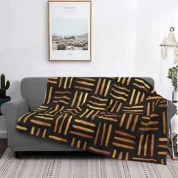 Blankets Weave Black And Gold Pattern Arrival Fashion Leisure Flannel Blanket Mudcloth Mut Cloth African Woven Mali Bogolan Bo256T