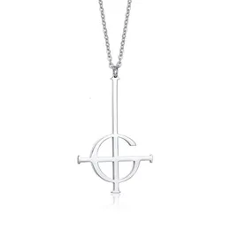 Kedjor Silve Cross Ghost BC Nameless Ghoul Necklace Pendant Grucifix Papa Emeritus Patch Women Men rostfritt stål smycken257U