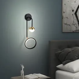 ウォールランプサンマウジョンモダンルームウォールライトリングボールシェード調整可能な角度ベッドサイド装飾夜照明照明リビングベッドルームLED SCONCES