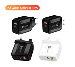 TypeC 20W PD and QC 30 Fast Wall Phone Charger with US EU UK Plug for IPhone Ipad Xiaomin Huawei Mobile DHL6448731