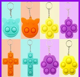 Sensory It Toy Finger Bubble Söt nyckelring Cross Clover Pig Silicone Simple Training Pressing Plate Fingertip Key Ring Pendant6017565