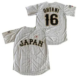 BG Baseball Jerseys Japan 16 Ohtani Jerseys Outdoor Sportswear Eybroidery Seleing White Stripes Black Hip-Hop Street Culture 240305