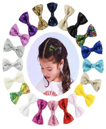 Baby Girls Bow Glitter Barrettes Barn Barn Double Sides Shiny Paillette Hairpins Clips With Metal Teeth Clip Boutique Bows Hai7238678
