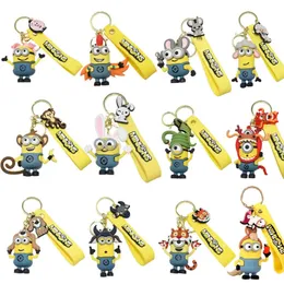 2024 Despicable Me Minions Anime PERIPHERAL KEYCHAIN ​​CAR DECORATION Pendant Boys and Girls Gift Teenagers and Children's Favorite De tolv kinesiska stjärntecken