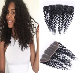 Curly 13x4 Ear to Ear Full Lace Fontals With Baby Hair Cheap Virgin Peruvian Remy Human Hair Lace Frontal Closure Bleached Knots4503127