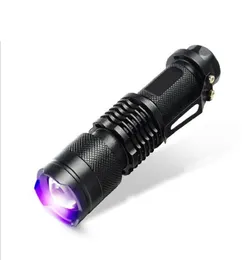 إضاءة الجدة UV المصباح المصباح الصغير LED Torch 395NM Blacklight الطول الموجي الضوء البنفسجي UV 9 LED LED LID TORCIA LINTERNA Aluminum4305621