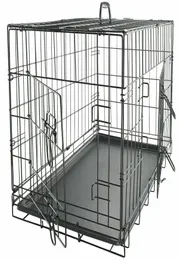 Black 48quot 2 Door Pet Cage Cage Wdivider Cat Crate Cage Kennel Wtray DC9800315