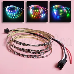 超狭い5V WS2812B IC 020 SMD RGB LED Pixel Flexible Strip Light Tape 3mm幅ブラックPCB 60LEDSM個別アドレス可能なDRE4001543