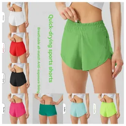 varmt heta ll shorts kvinnor yogasätt kläder med träning fitness slitit lu korta byxor flickor som kör elastiska byxor sportkläderfickor lu88248