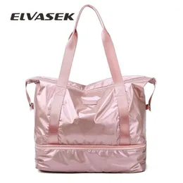 ELVASEK дорожные дорожные сумки, разделительная сумка для сухой и влажной йоги, многофункциональные сумки, большая вместительная сумка на плечо, ночная сумка1320J