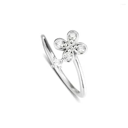 Anéis de cluster CKK Anel de quatro pétalas flor para mulheres homens anillos mujer 925 prata esterlina jóias casamento noivado aneis hombre