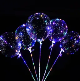 Handtag led ballong med pinnar lysande transparent helium bobo ballonger bröllop födelsedagsfest dekorationer barn led lätt ballong3207397