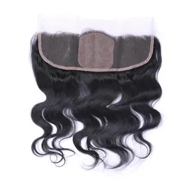 Middle Three Part 8A 13x4quot Silk Base Ear to Ear Lace Frontal Closure Bleached Knots With Baby Hair Body Wave Lace Fronta6258398