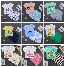 Crianças roupas de grife meninos dos desenhos animados camisas calças curtas 2 pçs conjunto manga curta criança menina outfits verão crianças roupas 15 projetos d3262035