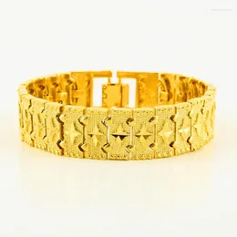 Link Bracelets JHplated Gold Bracelet For Women/Men 15MM 21CM Color & Brass Dubai Bangles Africa Hand Chain Jewelry Ethiopian/Arab