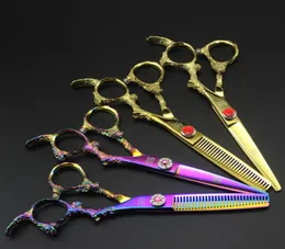 6 inç saç kesme makas inceltme makaslar profesyonel yüksek kaliteli ejderha sapı berber kuaför aletleri salon saç kesimi kit4071303