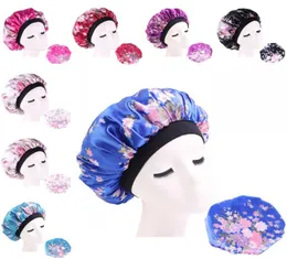 Flower Elasticity Fitted Hats Head Wrap Hair Bonnets Circular Satin Silk Bath Sleep Hat Broad Brim Shower Room Accessories Lady 4 1719976