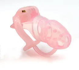 Doktor Mona Lisa - Nowa męska różowa miękka silikonowa klatka kolca z stałym pierścieniem żywicy urządzenie pasa przezroczyste Kit Bondage SM Toys2545541