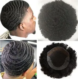 360 Wave Afro Hair Q6 Lace Front Toupee Mens Wig Full Lace Toupee 10A Peruvian Virgin Human Hair Replacement for Men 5689812