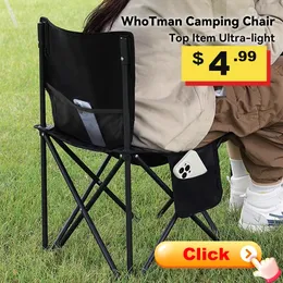 Składane krzesło Travel Ultra Light Wman High Load Fating Outdoor Camping krzesło Przenośne plażę piesze piknik narzędzie łowienia fotelika 240220