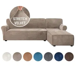 Tjock Velvet L -formad soffa täckning vardagsrum hörn soffan slipcover sektion stretch elastisk soffa täckning canap chaise longue 20111252z