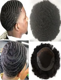 360 WAVE Afro Hair Q6 Lace Front Toupee Mens Wig Full Lace Toupee 10a Peruvian Virgin Human Hair Replacement for Men 6768864