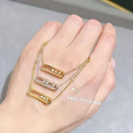 Jewlery Messis Halskette Designer Messikas für Frauen Schmuck Halskette Populär minimalistisch 18K Roségold plattiert MS Glatt drei Diamantbewegungskette