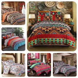 Bomcom conjunto de cama listrado boho étnico vintage hipster asteca pastoral estilo country boêmio conjunto de capa de edredom 100% microfibra t20010240s