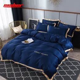 Sisher Luxury Bedding Set 4PCSフラットベッドシートブリーフ羽毛布団カバーセットキング快適なキルトカバークイーンサイズのベッドクロスリネンY2194V