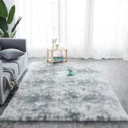 Teppiche Schöner, zotteliger Alfombra-Tie-Dye-Teppich, seidige Plüschteppiche, Kinderzimmerboden, flauschige Matten, Kunstfell-Teppich, Living3139