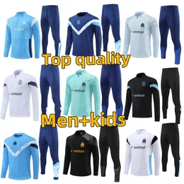 23 24 Marseilles Kids Men Soccer Tracksuits Milik Payet Survetement 2023 2024 Fottball Training Suit Veste Olympique Maillot de Foot Tracksuit 축구 조깅 키트