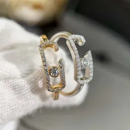 jewlery messis designer ring engagement ring for women jewelry messikas Single Diamond Ring Light Luxury High Edition Geometric Single Diamond Sliding Ring