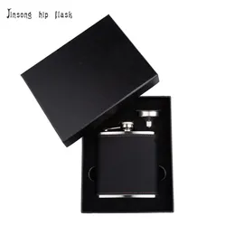 6OZ 100 188 stainless steel leather hip flask with funnel set Laserable Leatherette Flask logo can be engraved on co2 and fibe6197673