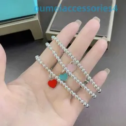 2024 jóias designer marca corrente popularlanfuni esmalte azul vermelho coração 925 prata em forma de coração moda versátil estudante pulseira feminina