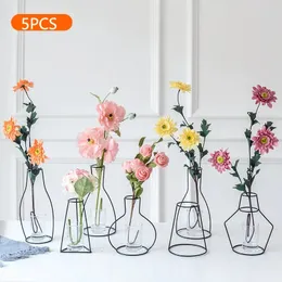 5PCS Nordic Flower Vases Iron Line Vase Plant Holder Flowerpot Plant Pot Living Room Home Decor Home Vase Decoration ABDFG 240229