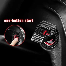 Car Engine Start Stop Button Cover Ring Ignition Carbon Fiber Trim Push Switch Decor Stickers Auto Interior6994761